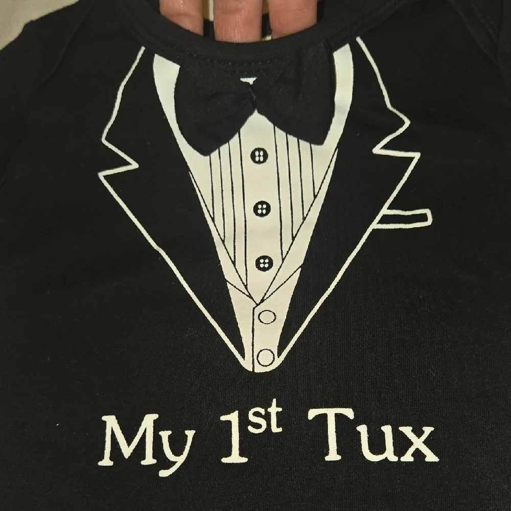 Mud Pie Black Tuxedo Baby Bodysuit
